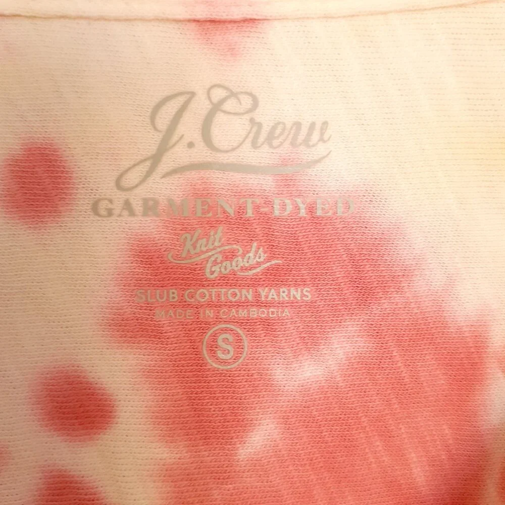 J. Crew Short-Sleeve Camp-Collar Harbor Shirt in Tie-Dye Yellow Pink Size S